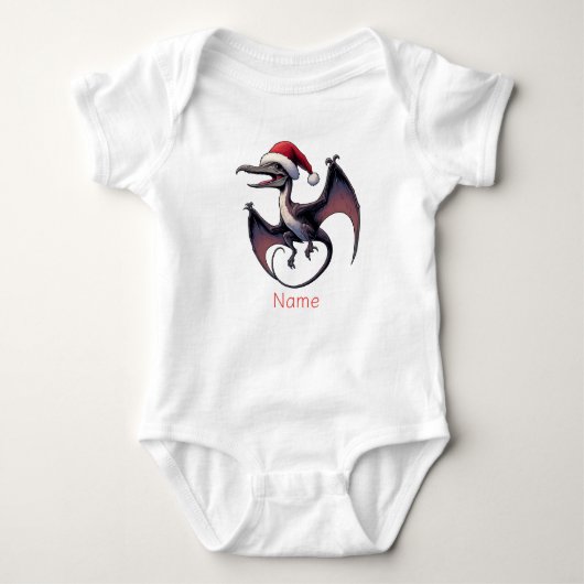 Kerstmis Santa hoed pterodactylus Romper (Voorkant)
