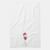 Kerstmis Santa Hoed Wijn Glas Gepersonaliseerd Fee Theedoek (Verticaal)