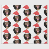 Kerstmis Santa Hoed, Zwarte Vrouw, Bubblegum Cadeaupapier (Vlak)