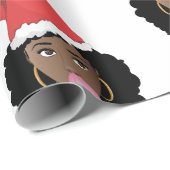Kerstmis Santa Hoed, Zwarte Vrouw, Bubblegum Cadeaupapier (Rol Hoek)