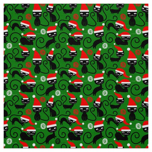 Kerstmis santa katten Kerststof Stof (Swatch)