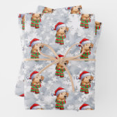 Kerstmis Santa Labrador Retriever Sneeuwvlokken Inpakpapier Vel (In situ)