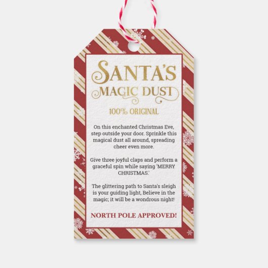 Kerstmis Santa Magic Dust Noordpool goedgekeurd Cadeaulabel (Achterkant)