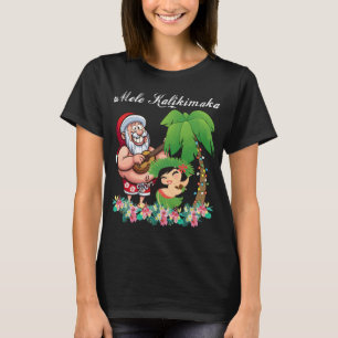 Kerstmis Santa Mele Kalikimaka Hawaii Palmboom P T-shirt
