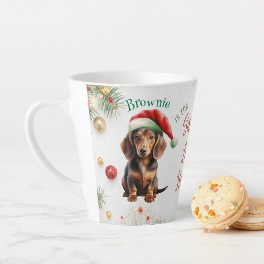 Kerstmis Santa Mini Dachshund Latte Mok (In situ)