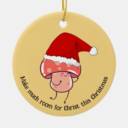 Kerstmis Santa Mushroom Keramisch Ornament (Voorkant)