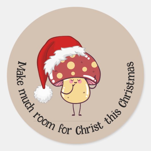 Kerstmis Santa Mushroom Ronde Sticker (Voorkant)