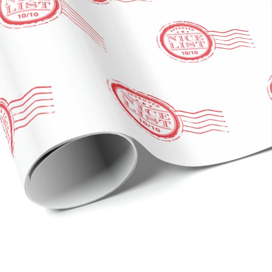 KERSTMIS SANTA NICE LIJST goedgekeurd rood stempel Cadeaupapier (Rol Hoek)