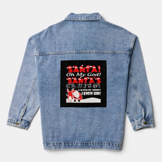 Kerstmis - Santa Oh mijn God Kerstman komt, weet i Denim Jacket (Achterkant)
