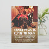 KERSTMIS SANTA PAWS FEESTFOTO KAART (Staand voorkant)