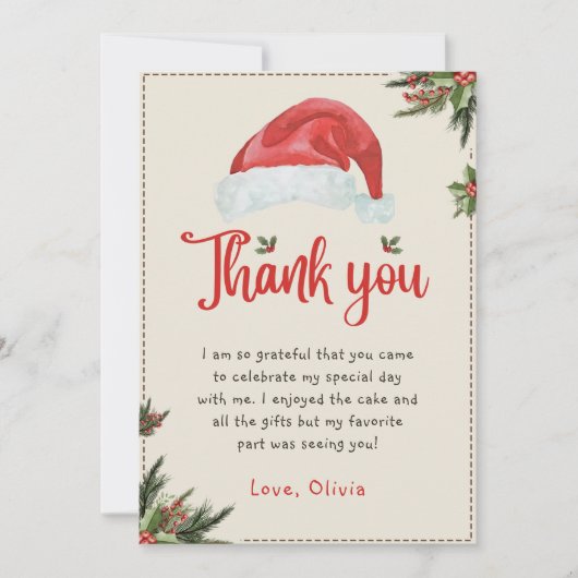 Kerstmis Santa Red Pet Verjaardag Dank u kaart (Voorkant)