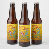 Kerstmis - SANTA & REINDEER - Kerstmis - Nieuwjaar Bier Etiket (Flessen)