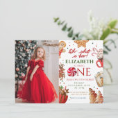 Kerstmis Santa Reindeer wat een leuke 1e Verjaarda Kaart (Staand voorkant)