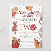 Kerstmis Santa Reindeer wat een leuke 2e Verjaarda Kaart (Voorkant)