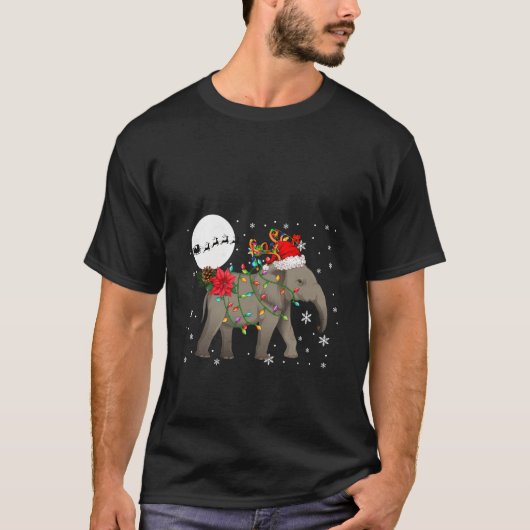 Kerstmis Santa rendier olifant matching Kinder naa T-shirt (Voorkant)