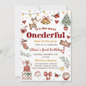 Kerstmis Santa Rendier Onederful 1e Verjaardag Kaart (Voorkant)