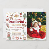 Kerstmis Santa Rendier Onederful 1e Verjaardag Kaart (Voorkant)