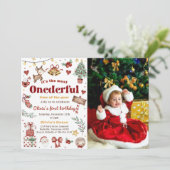 Kerstmis Santa Rendier Onederful 1e Verjaardag Kaart (Staand voorkant)