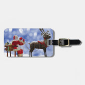 Kerstmis Santa Rendier Sledging Sneeuw Bagagelabel (Voorkant horizontaal)