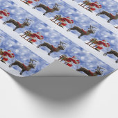 Kerstmis Santa Rendier Sledging Sneeuw Cadeaupapier (Hoek)