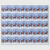 Kerstmis Santa Rendier Sledging Sneeuw Cadeaupapier (Vlak)