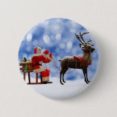 Kerstmis Santa Rendier Sledging Sneeuw Ronde Button 5,7 Cm (Voorkant)