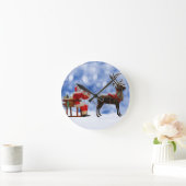 Kerstmis Santa Rendier Sledging Sneeuw Ronde Klok (Huis)