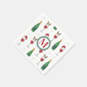Kerstmis Santa Rendier Wijn Sneeuw Monogram Servet (Hoek)