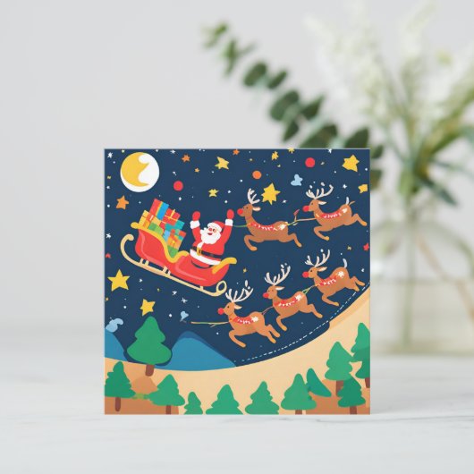 Kerstmis Santa rendieren komen naar de stad (Staand voorkant)