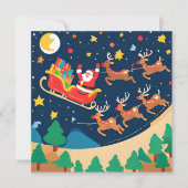 Kerstmis Santa rendieren komen naar de stad (Voorkant)