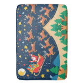 Kerstmis Santa rendieren komen naar de stad Badmat (Voorkant Verticaal)