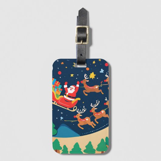 Kerstmis Santa rendieren komen naar de stad Bagagelabel (Voorkant (verticaal))