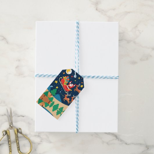 Kerstmis Santa rendieren komen naar de stad Cadeaulabel (Met Touw)