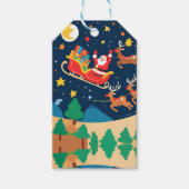 Kerstmis Santa rendieren komen naar de stad Cadeaulabel (Voorkant)