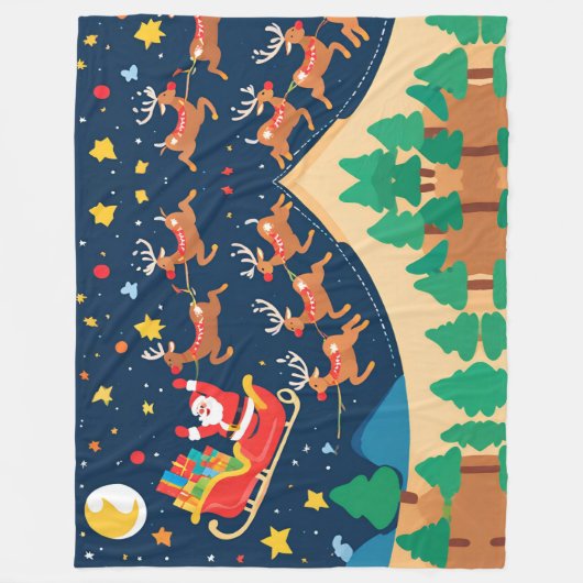 Kerstmis Santa rendieren komen naar de stad Fleece Deken (Voorkant)