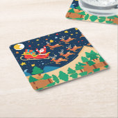 Kerstmis Santa rendieren komen naar de stad Kartonnen Onderzetters (Schuin)