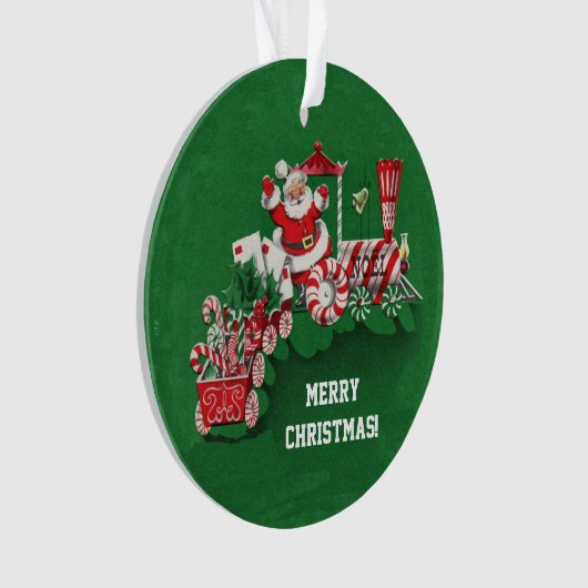Kerstmis Santa Riding Peppermint Snoep Train Ornament (voorkant)
