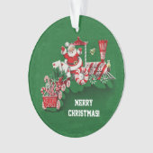 Kerstmis Santa Riding Peppermint Snoep Train Ornament (voorkant)