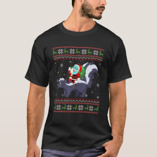 Kerstmis Santa Riding Skunk Grappige Lelijke Kerst T-shirt
