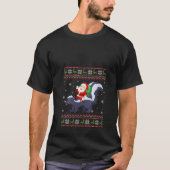 Kerstmis Santa Riding Skunk Grappige Lelijke Kerst T-shirt (Voorkant)