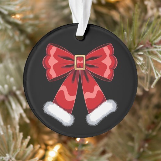 Kerstmis Santa Riem Boog Rode Bont Ornament Xmas (Boom)