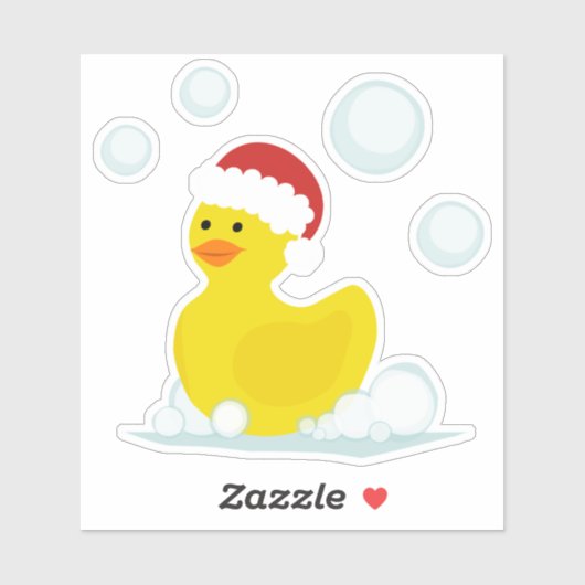 Kerstmis Santa Rubber Duck Bubbles Sticker (Vel)