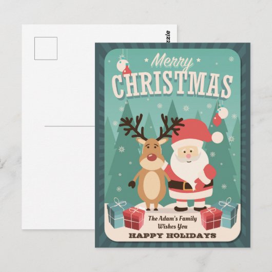 Kerstmis: Santa Rudolph ・ Briefkaart (Voorkant / Achterkant)