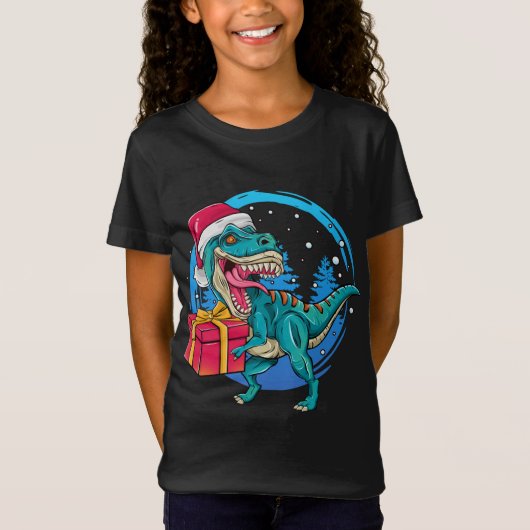 Kerstmis Santa Saurus Rex T-shirt (Voorkant)