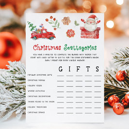 Kerstmis Santa Scattegories Spel Feestdagenkaart