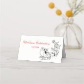 Kerstmis Santa Sleigh # 3 Escort Kaart Place Card Plaatskaartje (Voorkant)