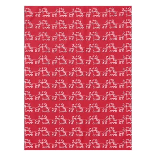 Kerstmis Santa Sleigh Rendier Feestelijke Winter Tafelkleed (Voorkant)