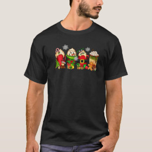 Kerstmis Santa Sneeuwman Elf Koffie Hot Cacao Rein T-shirt