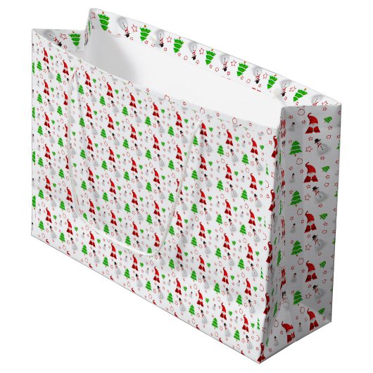 Kerstmis Santa Sneeuwman Groot Cadeauzakje (Voorkant Gekanteld)