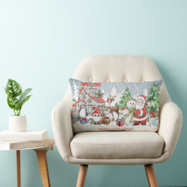 Kerstmis Santa Sneeuwman Rudolph Kaart Kussen